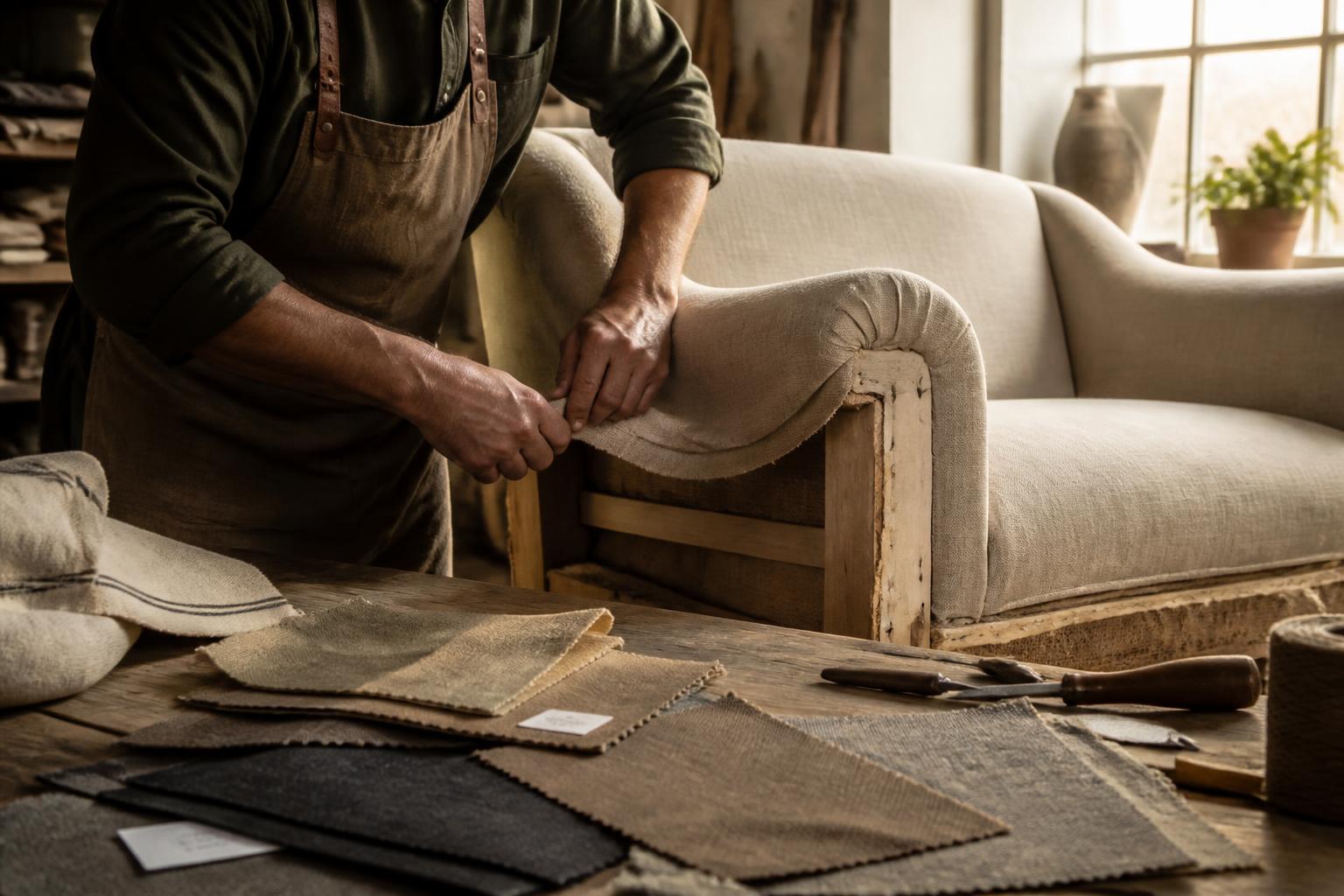 Vakman aan het werk in de showroom